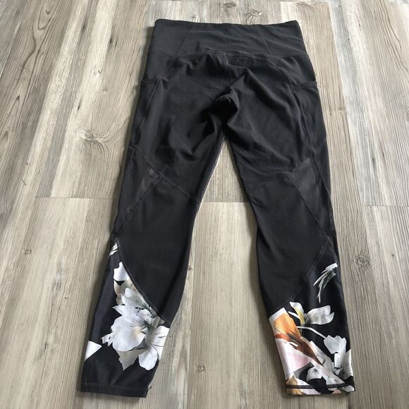 Athleta Womens Tight Legging Blossom Intuition Black Floral Mesh Size Medium - Picture 9 of 10